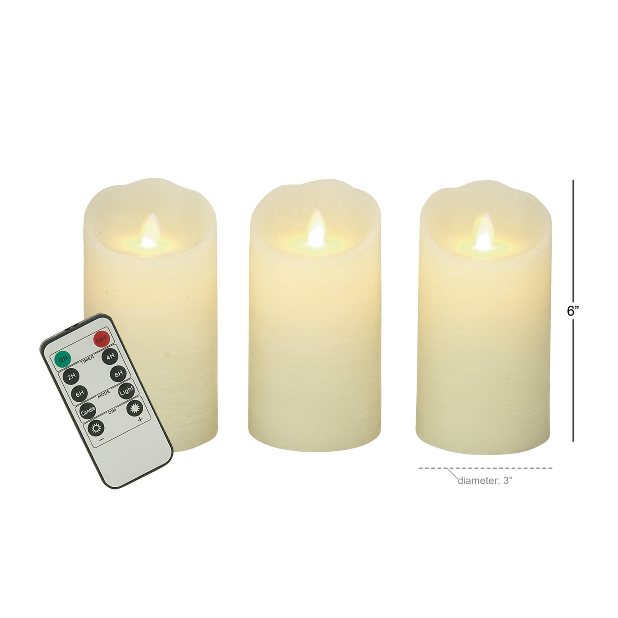 6" Beige Wax Flameless Candles, 3ct.